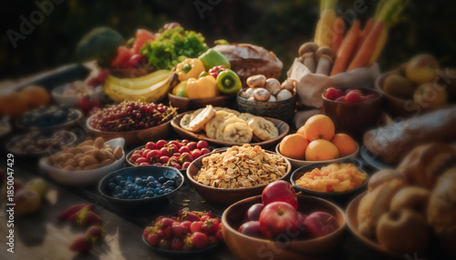 assortiment de produits frais et sains, buffet de fruits et légumes