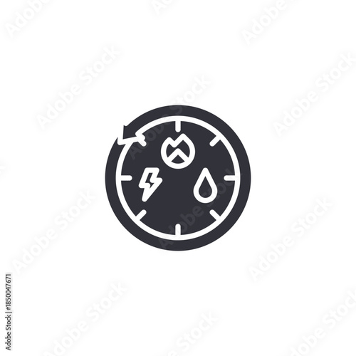 Global energy monitoring icon symbolizing worldwide utility tracking, smart grids, and connected energy management technology.