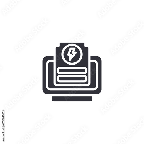 Smart billing document icon illustrating energy reports, digital invoices, and automated utility data management systems.