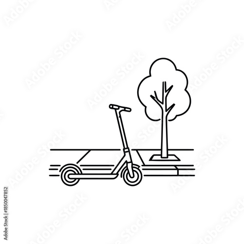 Electric Scooter On Sidewalk