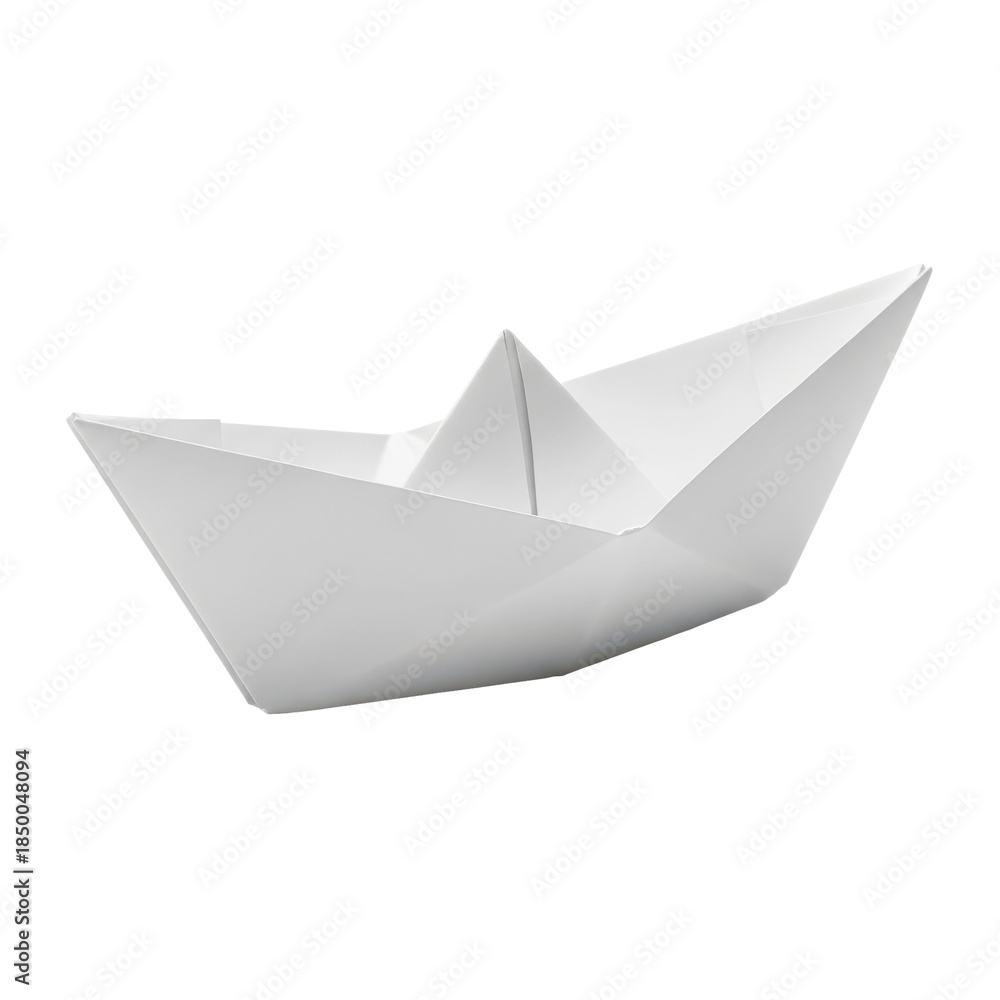 Obraz premium White Paper Boat Isolated Black