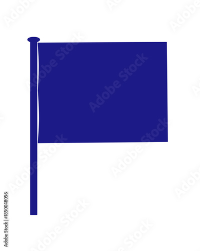 A clean and minimalist digital illustration of a solid blue rectangular flag attached to a flagpole