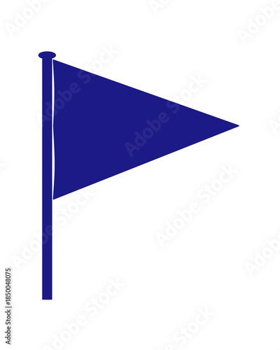 A sleek dark blue triangular pennant flag attached to a vertical pole designed as a clean flat icon on a neutral background