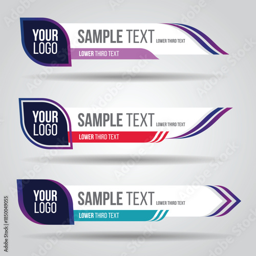 Sample text template banners with customizable logo and color schemes