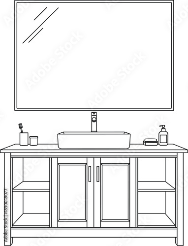 Modern bathroom vanity with mirror and sink