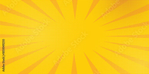 Pop art yellow comics book cartoon magazine cover. Cartoon funny retro pattern strip mock up. Vector halftone illustration.