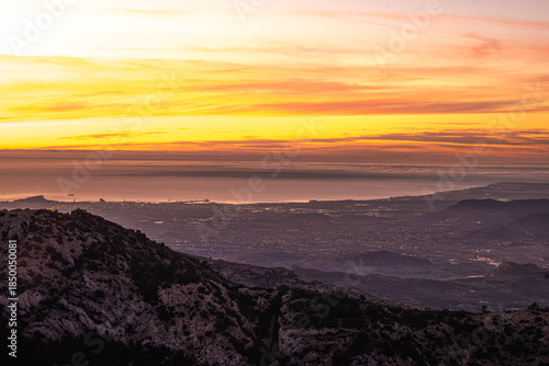 Looking towards Alicante from Mount Maigmo at dawn