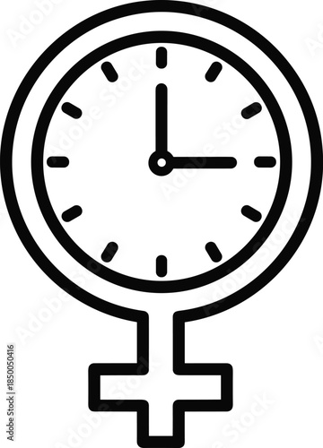 Female symbol with clock face
