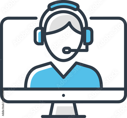Customer Service Representative on Computer Screen