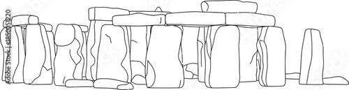 Simple cartoon illustration of the ancient megalithic monument Stonehenge isolated on a white background