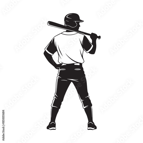Silhouette of a baseball player holding a bat in a ready stance