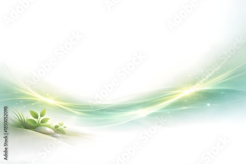 Abstract green and blue floral background with fractal waves and light curves creating a futuristic motion pattern vector illustration for a banner or wallpaper backdrop
