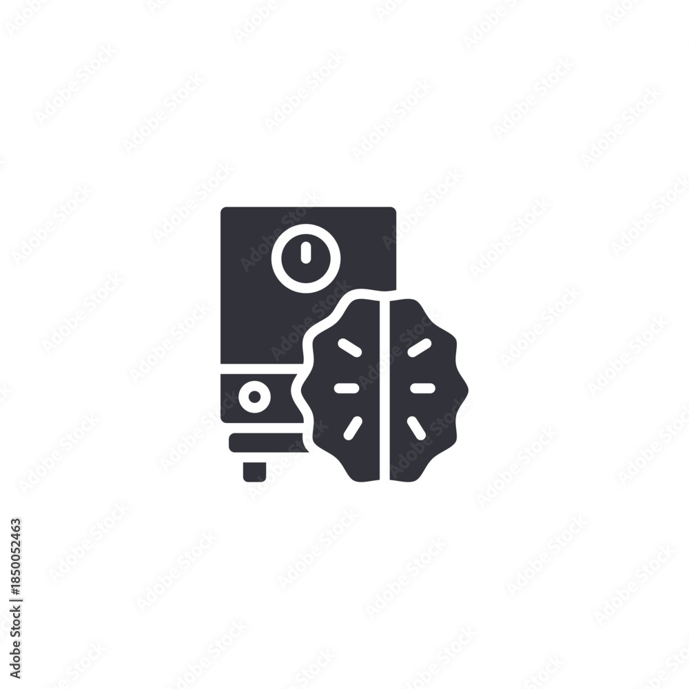 Fototapeta premium Smart analytics processor icon representing data analysis, energy insights, and intelligent utility performance systems.