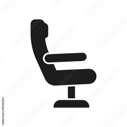 Airplane Seat Solid Icon. In-Flight Comfort, Travel Seating, And Passenger Accommodation Silhouette Symbol. Aviation And Airline Services. Isolated Vector Illustration