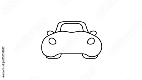 Front view of a simplified black outline car on a white background, representing transportation