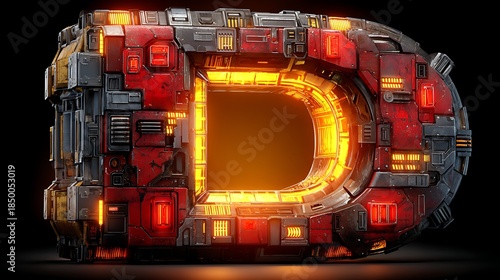 Futuristic, industrial-style 