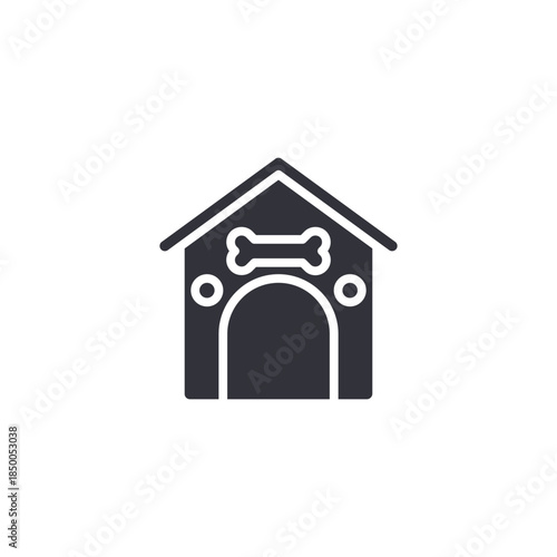 Dog house icon illustrating pet shelter, outdoor kennel, animal home comfort, and domestic pet living space.
