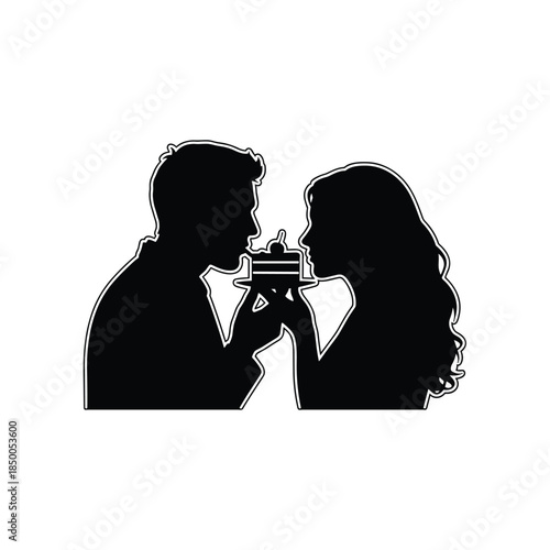 Couple sharing a moment isolated on white background, Vector, illustration
