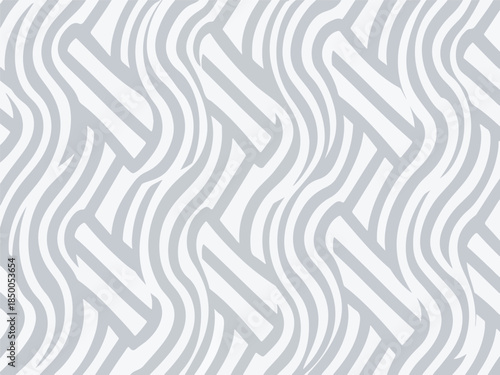 Seamless Wavy Abstract Pattern Vector Background in Light Gray and White
