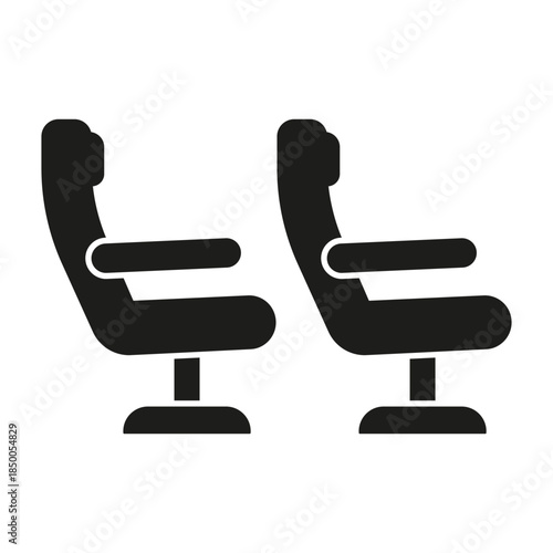 Airplane Seats Solid Icon. Airline Seating And Passenger Comfort Silhouette Symbol. Travel Experience And Cabin Space. Isolated Vector Illustration