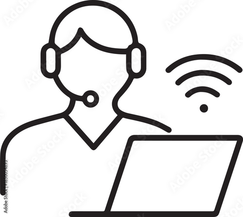 Symbolizes a customer support agent, a call center representative, or someone engaged in a voicevideo call