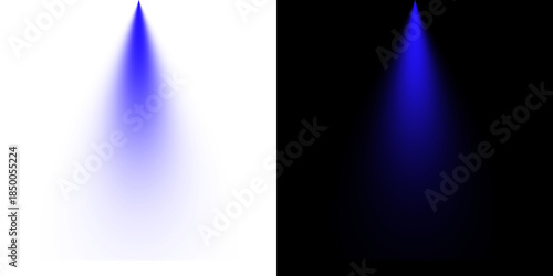 Obraz na plátně Realistic Blue Spotlight Beam for Stage Illumination on Transparent Background