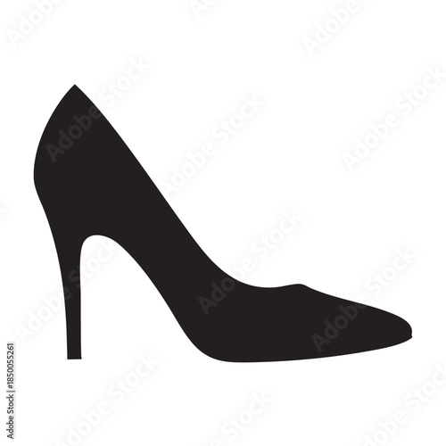 Stylish High Heel Shoe Silhouette on Transparent Background