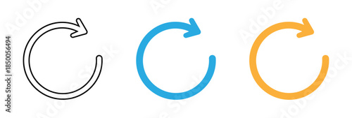 Three colorful circular arrows in black blue and orange