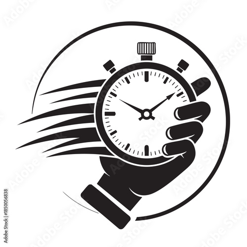 Time Management Concept with Hand Holding Stopwatch in Motion