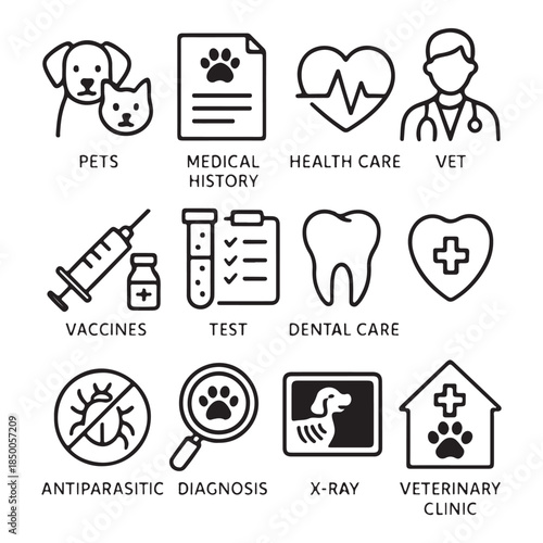 Veterinary icon set vector