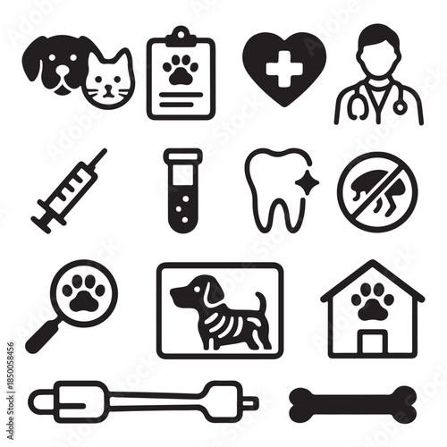 Veterinary icon set vector
