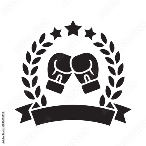 Boxing gloves with laurel wreath and stars a vintage sports emblem