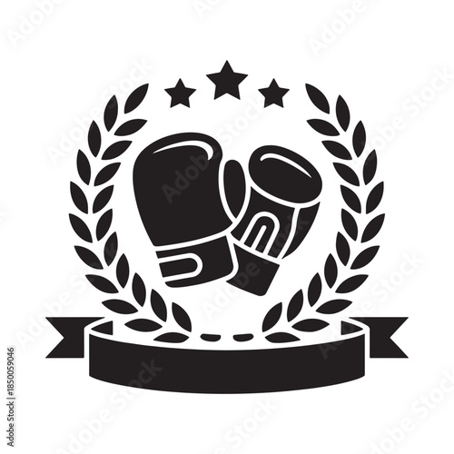 Boxing gloves with laurel wreath and stars a champion s emblem