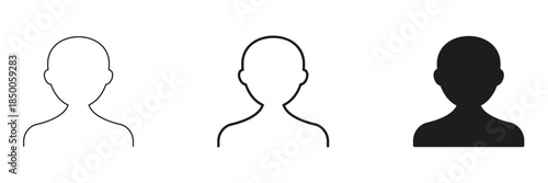 User Profile Avatar Line And Solid Icon Set. User Identification, Account Representation, And Profile Placeholder Outline And Silhouette Symbol Collection. Isolated Vector Illustration