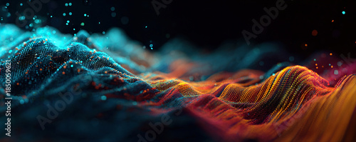 Digital backdround ideal for technological operations, neural networks, AI, data transmission and encryption, digital archives, audio and visual representations, scientific research