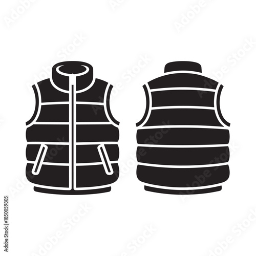 Black and white illustration of two different style vests simple design