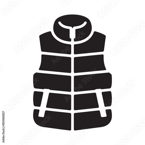 Simple black silhouette of a quilted vest outerwear garment icon