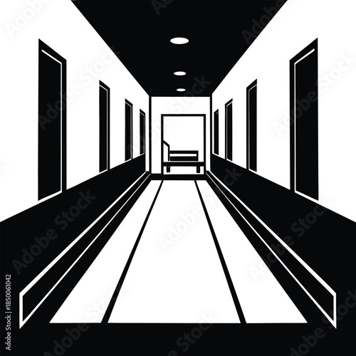 hospital corridor vector icon on white background