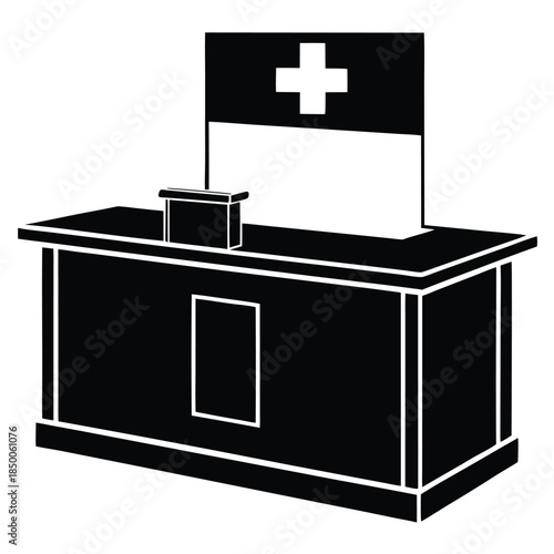 hospital reception vector icon on white background