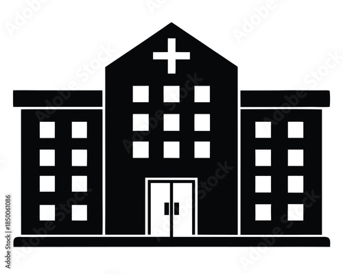 hospital exterior vector icon on white background