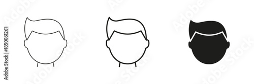 Male Avatar Profile Line And Solid Icon Set. User Identification And Social Media Profile Outline And Silhouette Symbol Collection. Personal Branding. Isolated Vector Illustration