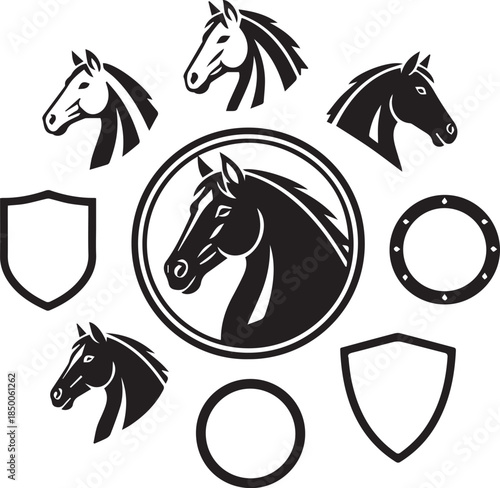 set of black horse icons