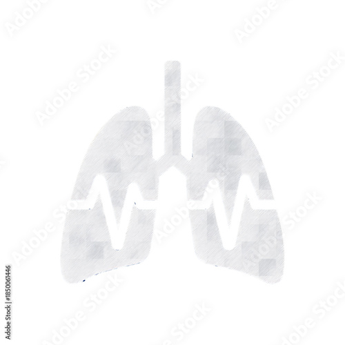 Abstract graphic depicting healthy human lungs with an active heart rhythm line, symbolizing respiratory health and medical well-being, ideal for healthcare concepts and vital organ representation