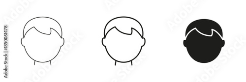 Male Avatar Profile Line And Solid Icon Set. User Identification, Social Media Profile, And Online Presence Outline And Silhouette Symbol Collection. Isolated Vector Illustration