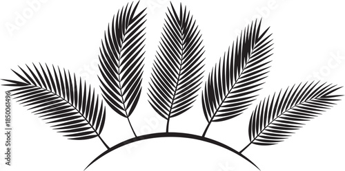 Tropical Palm Leaf Arch Silhouette – Botanical Crown Vector Design