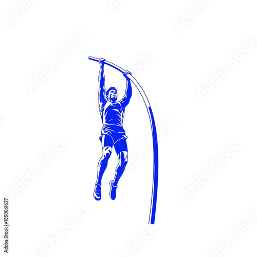 Athlete Performing Pole Vault During Competition Event.