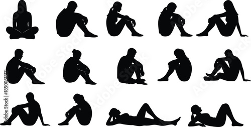 Small group of happy children silhouettes vector illustration, boys and girls jumping with hands raised, symbolizing joy, energy, friendship, and childhood freedom, isolated on a white background.