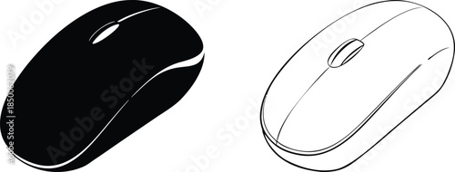 Computer Mouse Icon Set - Wireless and Optical Mouse Vector