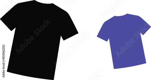 A front view of a blank black cotton t-shirt template for casual fashion clothing design featuring short sleeves and a textile vector illustration of a classic sport top