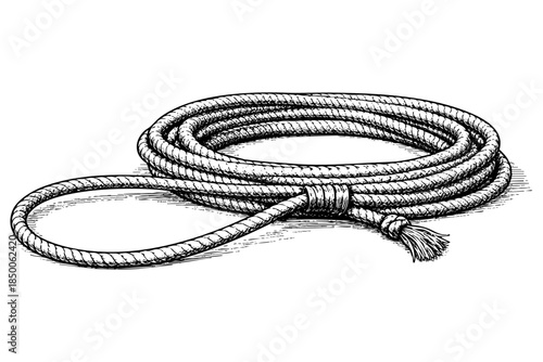Cowboy lasso rope isolated on transparent background vector sketch illustration